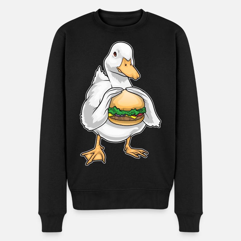 Ente Cheeseburger - Männer Premium Bio Pullover - Schwarz