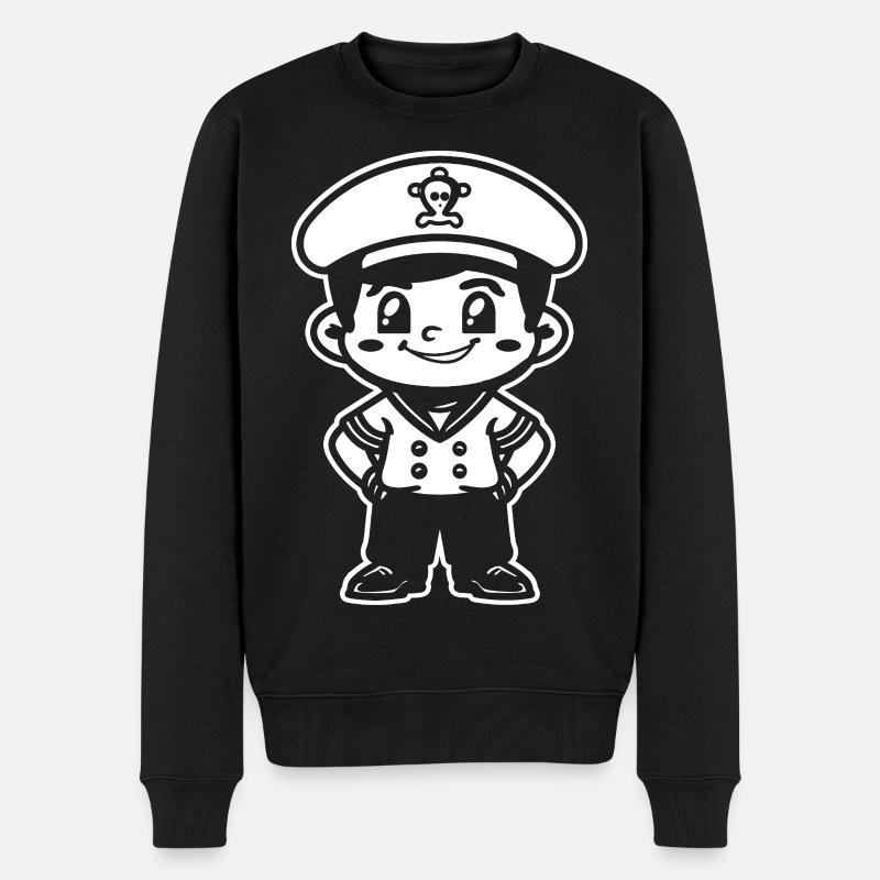 Kleiner Segelkapitän Cartoon - Männer Premium Bio Pullover - Schwarz