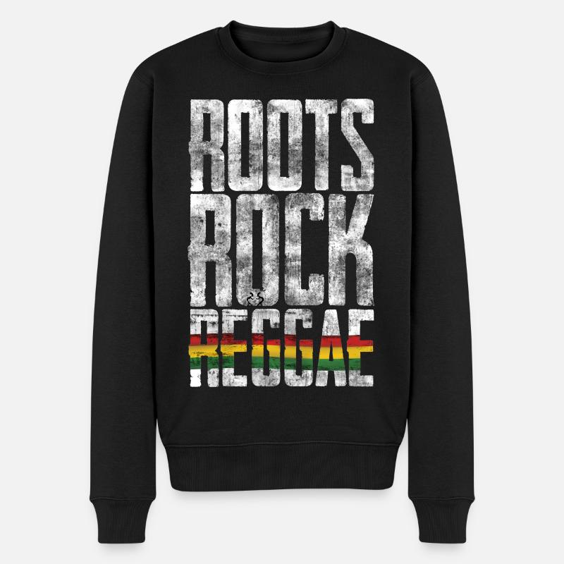 Roots Rock Reggae Flag - Männer Premium Bio Pullover - Schwarz