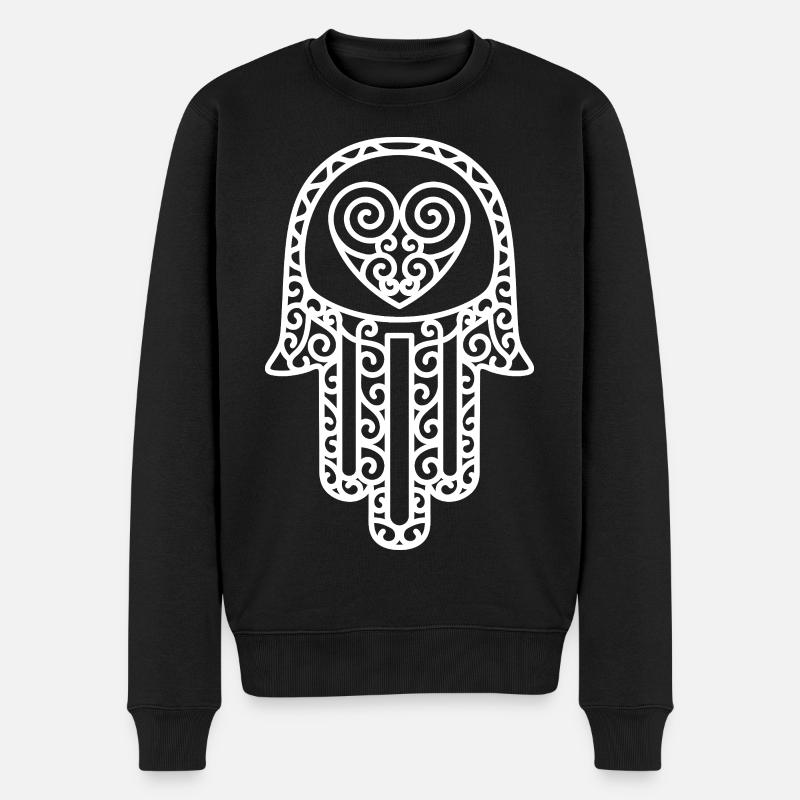 Hamsa – La main de Fatima : protection et bonheur - Pull Premium bio Homme - noir