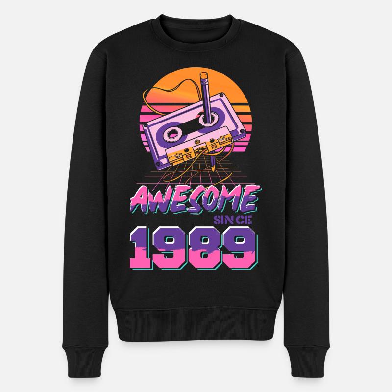 Cassette Rétro Neon 1989 Design - Pull Premium bio Homme - noir
