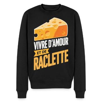 Vivre Amour Raclette Fanatique Cadeau Original - Pull Premium bio Homme - noir - Devant - Nico (187cm)