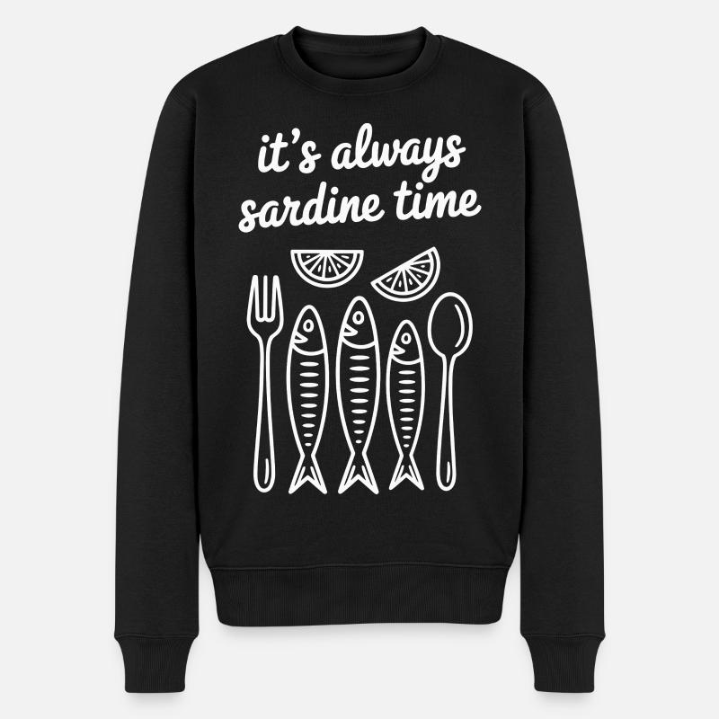 it's always sardine time - Männer Premium Bio Pullover - Schwarz