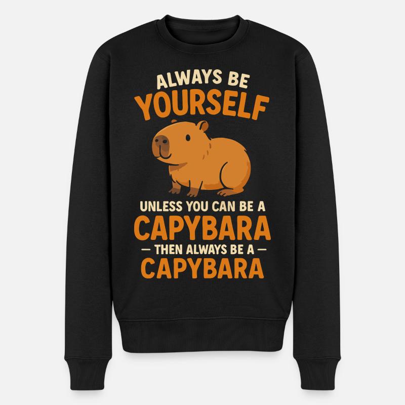 Capybara - Männer Premium Bio Pullover - Schwarz