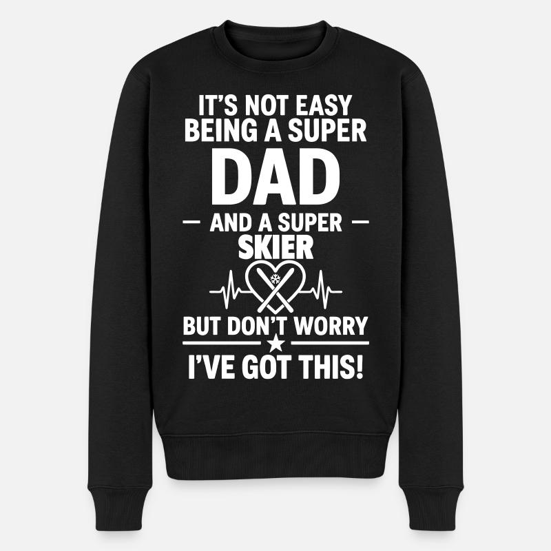 Heart + Skiing – Super Dad Skier - Pull Premium bio Homme - noir