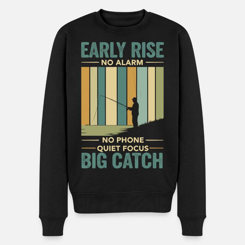 Pêche Pêcheur Hobby Pêcheur Rétro - Pull Premium bio Homme - noir