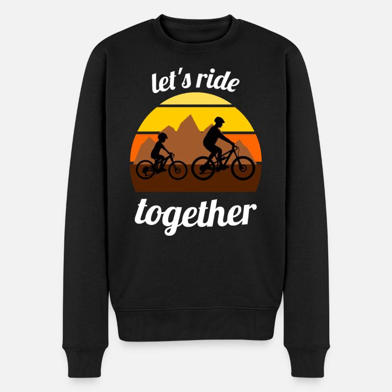 Vater und Sohn Mountainbike - let's ride together - Männer Premium Bio Pullover - Schwarz