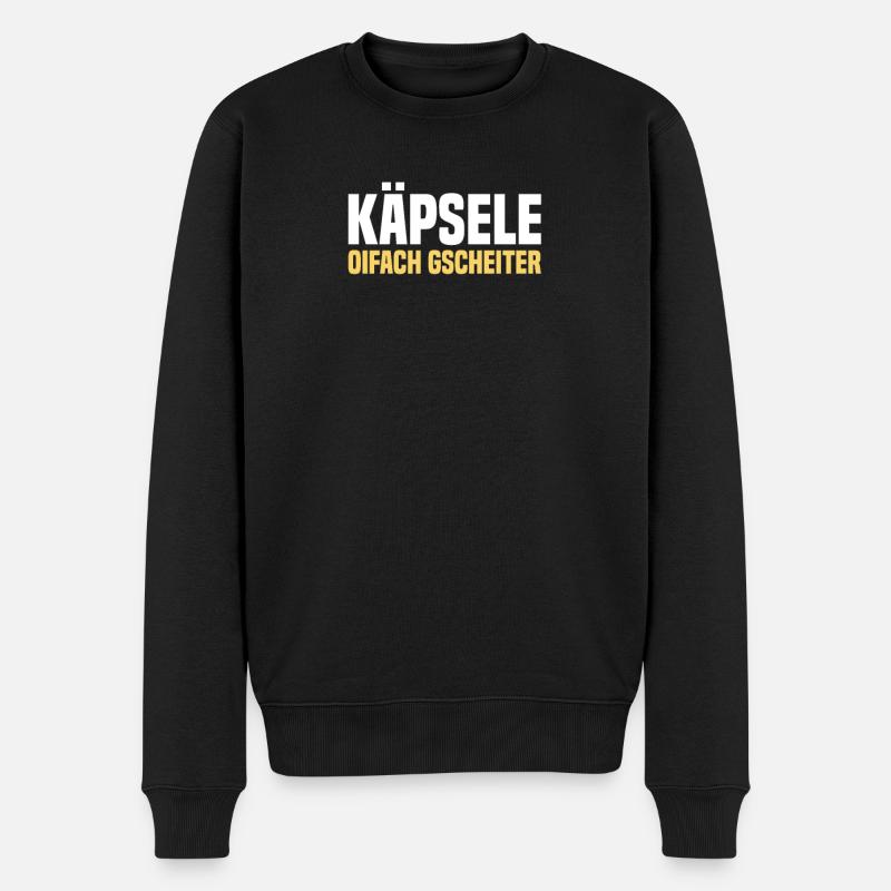 Käpsele Schlaumeier Schwäbisch Schwoba Schwaben - Männer Premium Bio Pullover - Schwarz