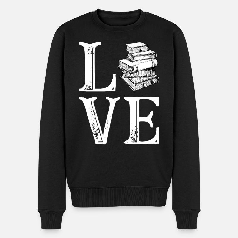 Liebesbuch-Zitat buchen - Männer Premium Bio Pullover - Schwarz