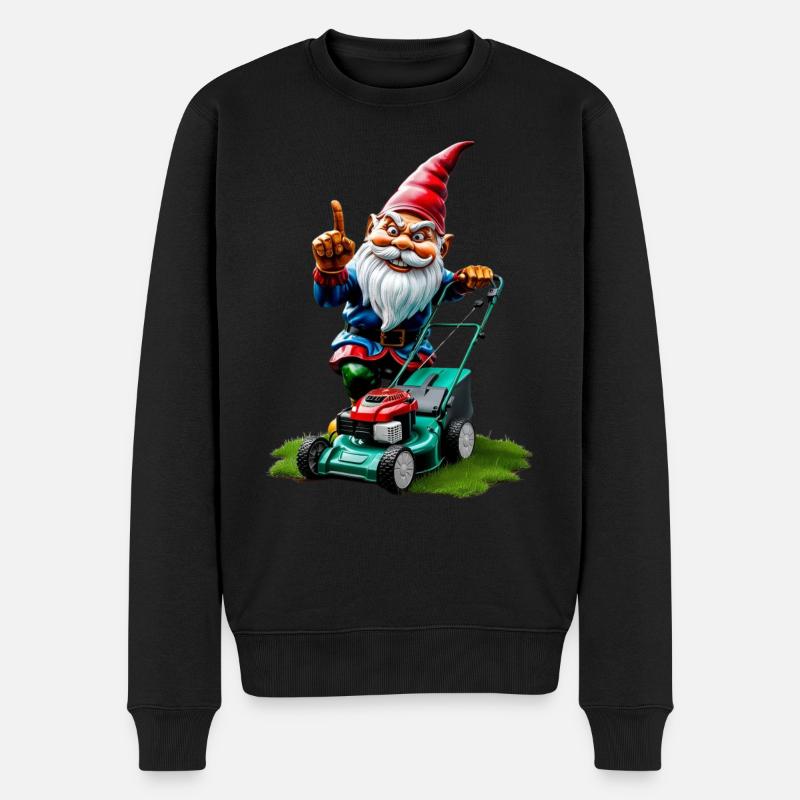 Rasenmäher Gartenzwerg Gärtner Geschenkideen - Männer Premium Bio Pullover - Schwarz