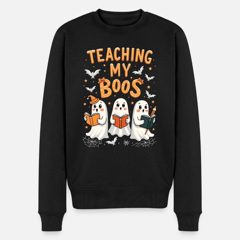 Halloween - Teaching my Boos - Männer Premium Bio Pullover - Schwarz