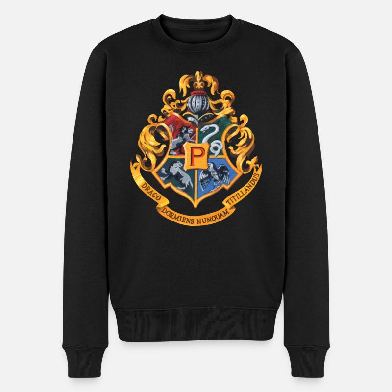 Harry Potter Hogwarts Emblem Malerei - Männer Premium Bio Pullover - Schwarz