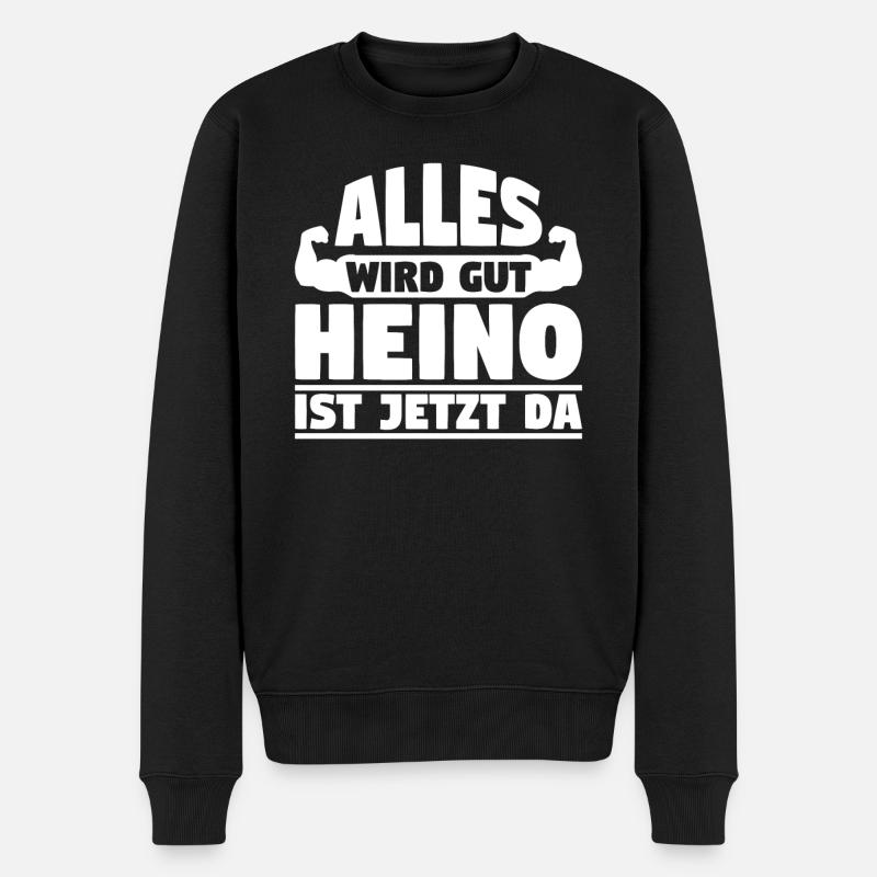 Alles wird gut Heino ist jetzt da - Männer Premium Bio Pullover - Schwarz