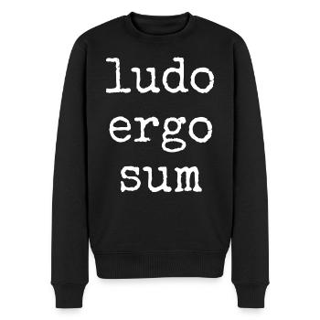 ludo ergo sum - ich spiele also bin ich - Spruch - Männer Premium Bio Pullover - Schwarz - Vorne - Nico (187cm)