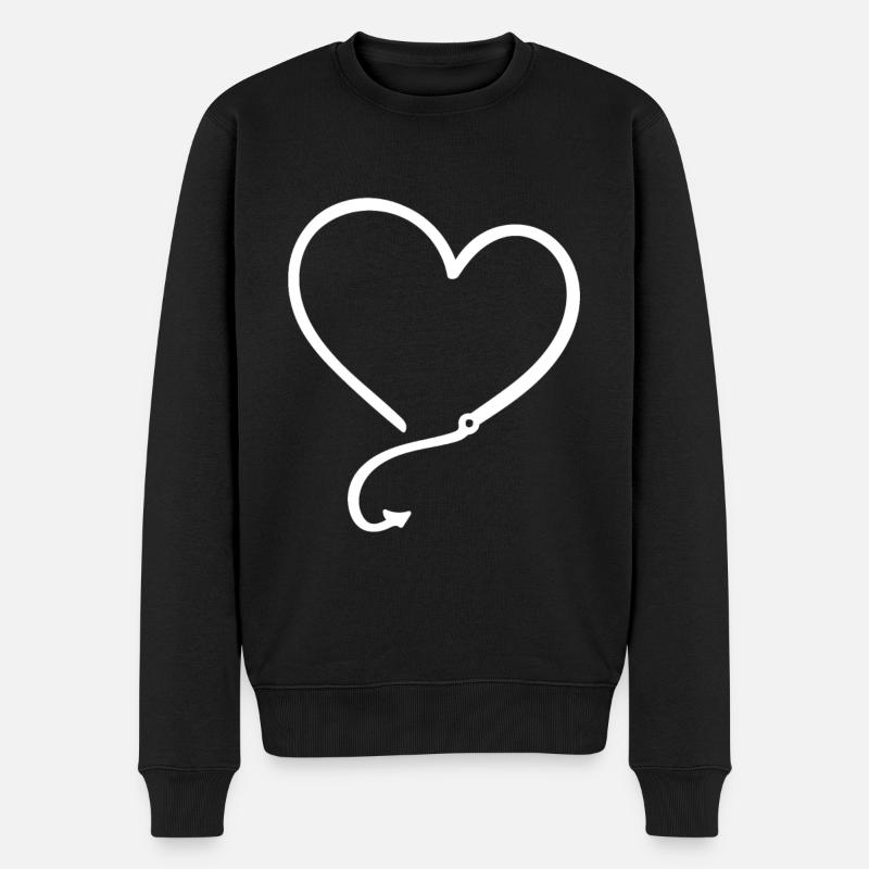 Anglerliebe - Männer Premium Bio Pullover - Schwarz