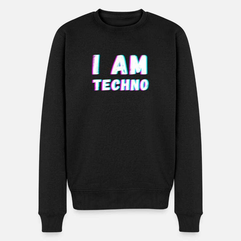Techno Rave Trance Bass House music Geschenk - Männer Premium Bio Pullover - Schwarz