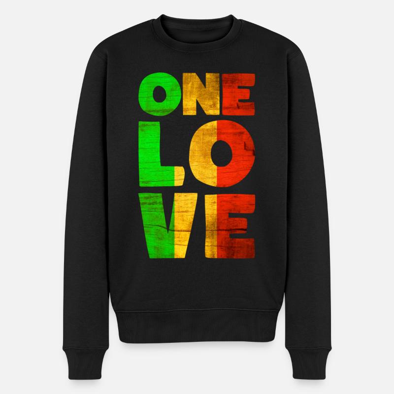 Rastafari ONE LOVE Reggae Style - Pull Premium bio Homme - noir
