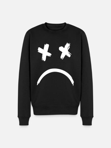 Sad Dead Smile Face - Men's Premium Organic Jumper - black