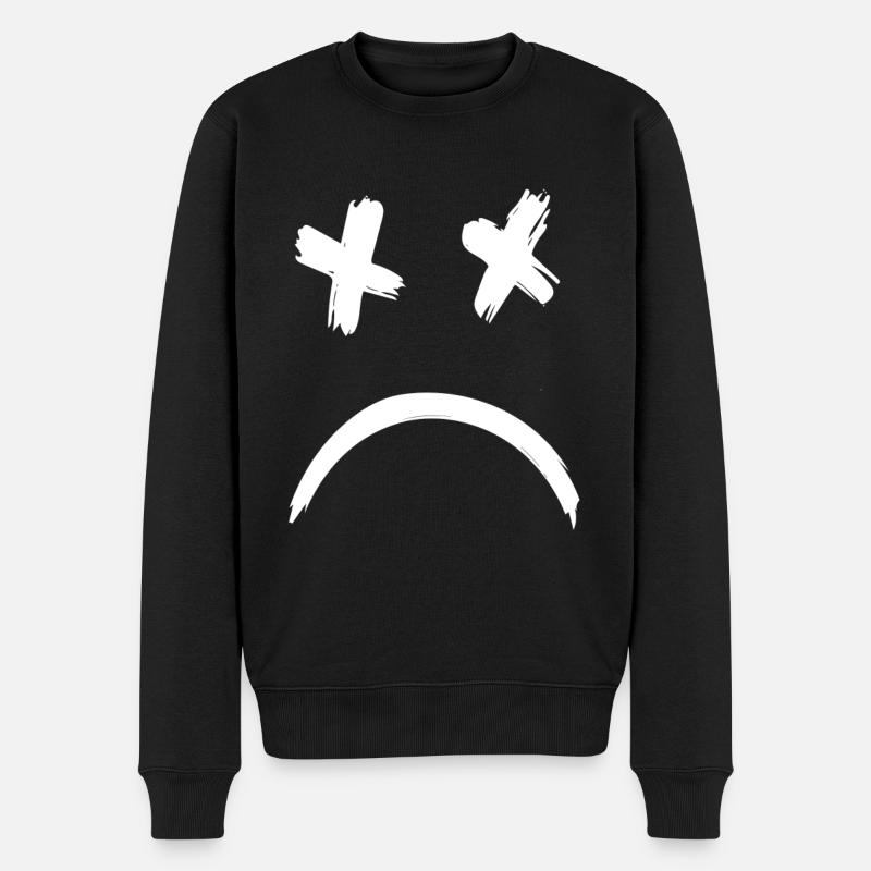 Sad Dead Smile Face - Männer Premium Bio Pullover - Schwarz