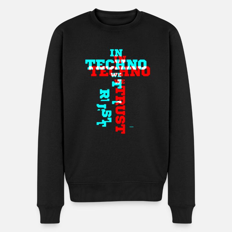 Techno - Männer Premium Bio Pullover - Schwarz
