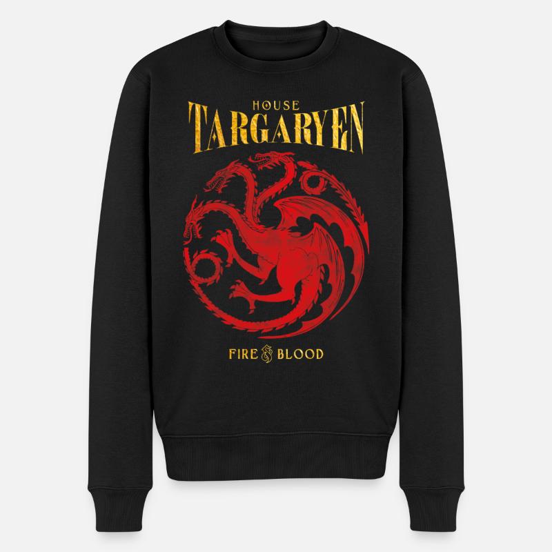 Game Of Thrones Haus Targaryen Fire & Blood - Männer Premium Bio Pullover - Schwarz