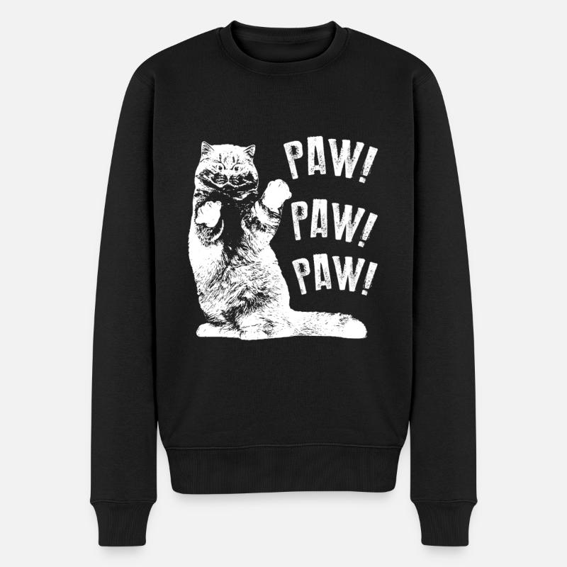Lustige Katze Paw Paw Paw Pfoten - Männer Premium Bio Pullover - Schwarz