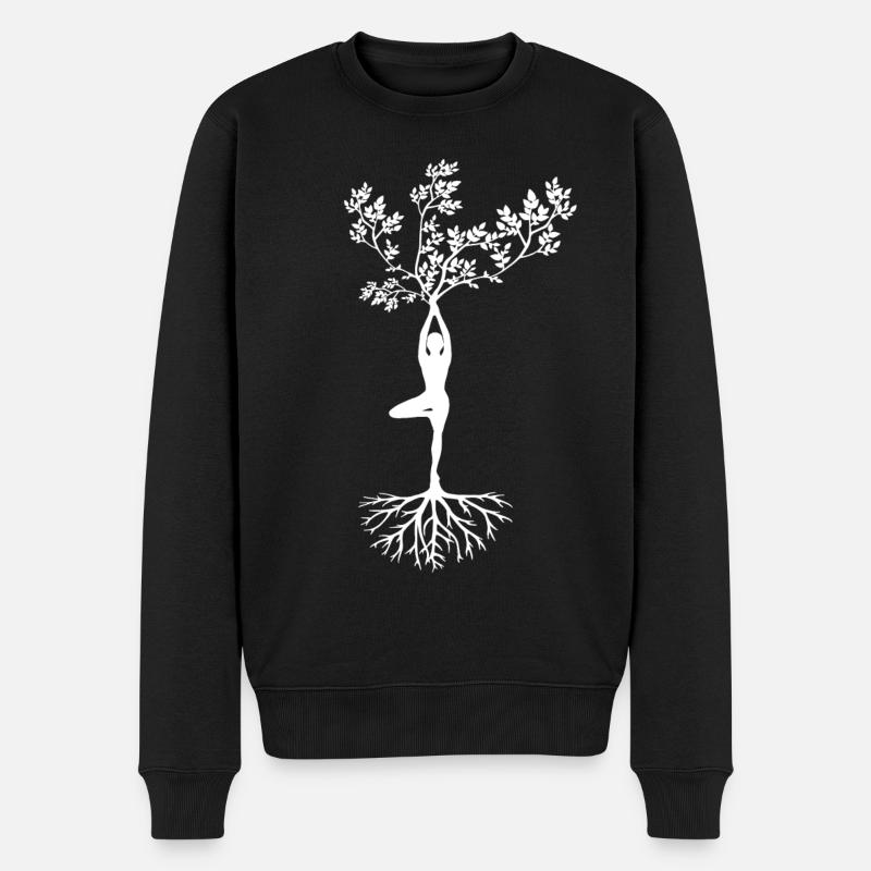 Yoga Baum Asana Fitness - Männer Premium Bio Pullover - Schwarz