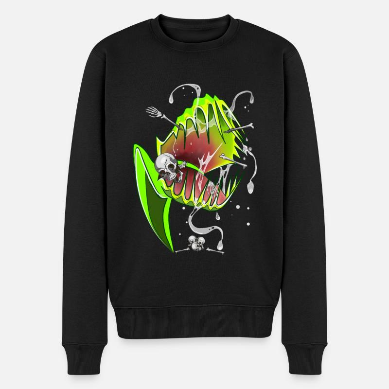 Botanical Shirt Carnivorous Plants Venus Flytrap - Männer Premium Bio Pullover - Schwarz