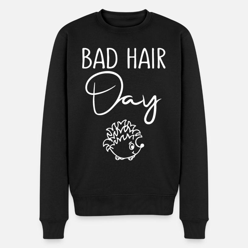 BAD HAIR DAY Hérisson Coiffure Humour - Pull Premium bio Homme - noir
