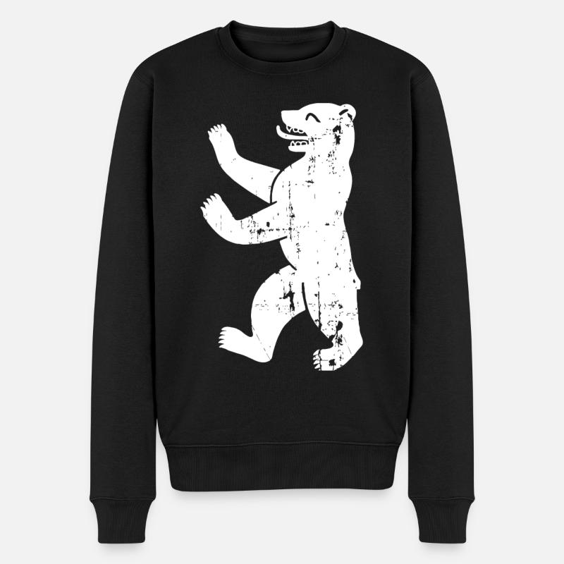 Berliner Bär Berlin Vintage Wappen - Männer Premium Bio Pullover - Schwarz