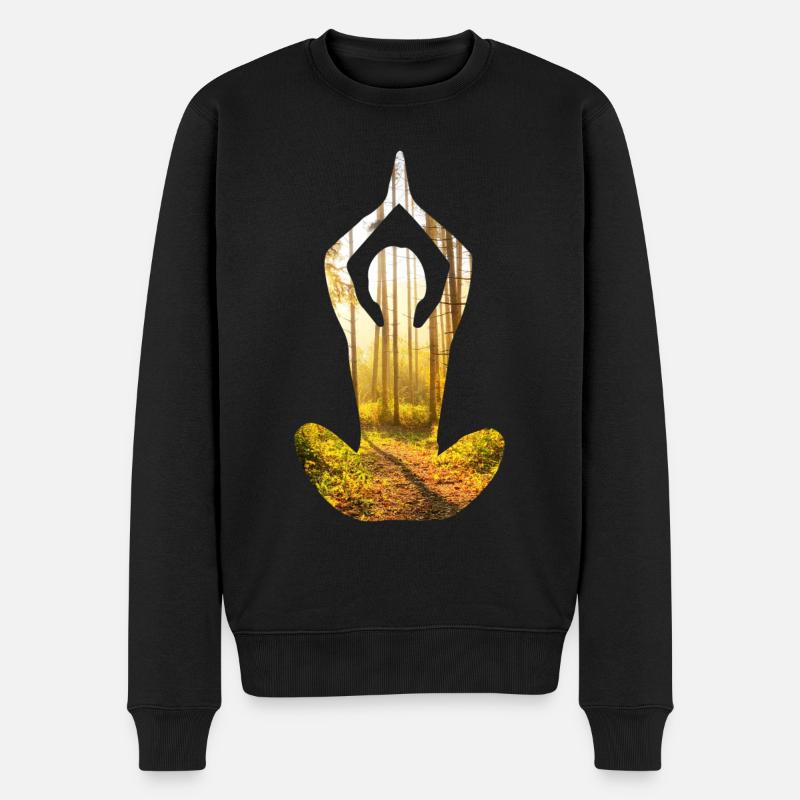 Yoga Wald - Männer Premium Bio Pullover - Schwarz
