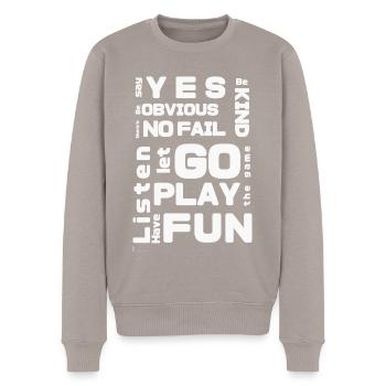 improv rules weiß - Männer Premium Bio Pullover - Taupe - Vorne - Nico (187cm)