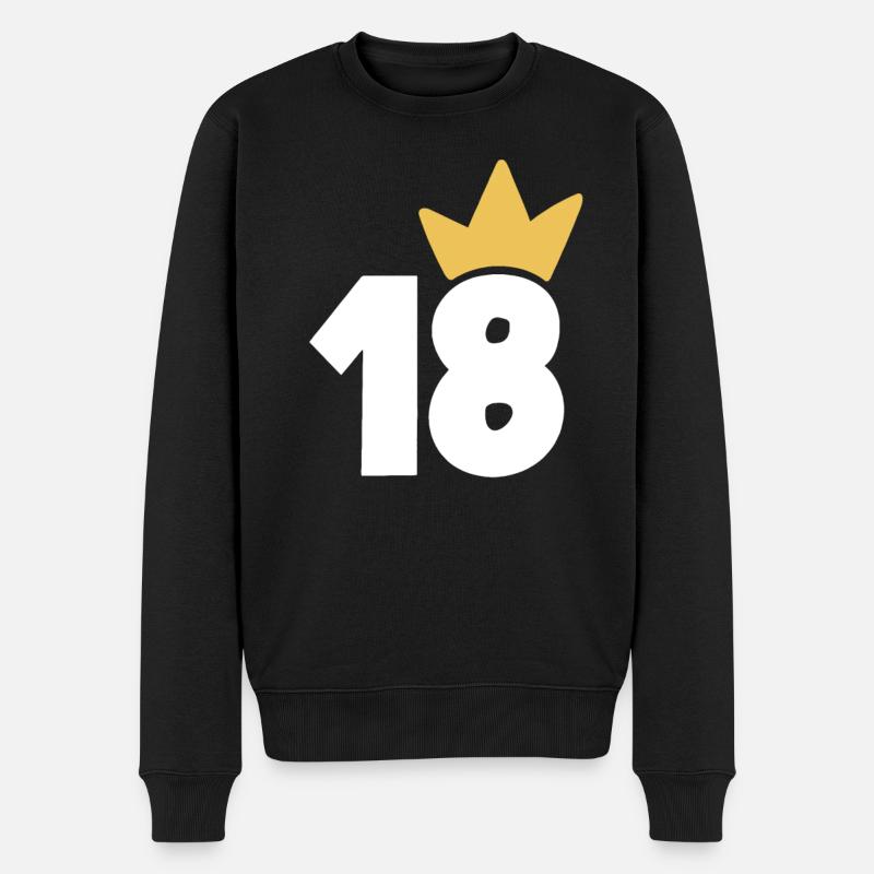 18 Krone Nummer 18 - Männer Premium Bio Pullover - Schwarz