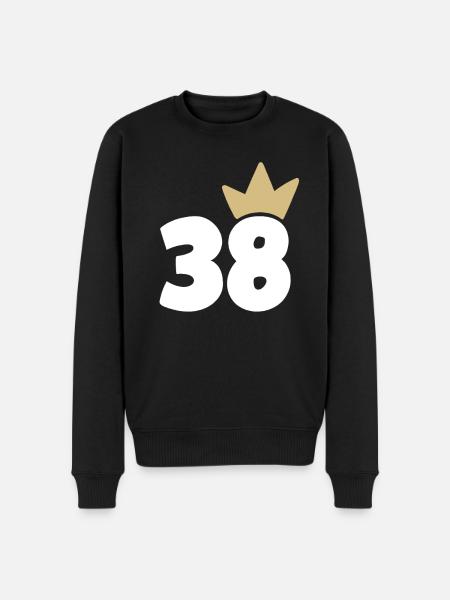 38 Krone Nummer 38 - Männer Premium Bio Pullover - Schwarz