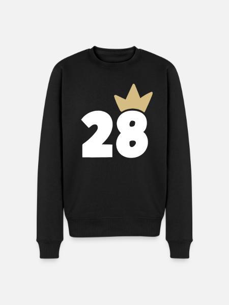 28 Krone Nummer 28 - Männer Premium Bio Pullover - Schwarz