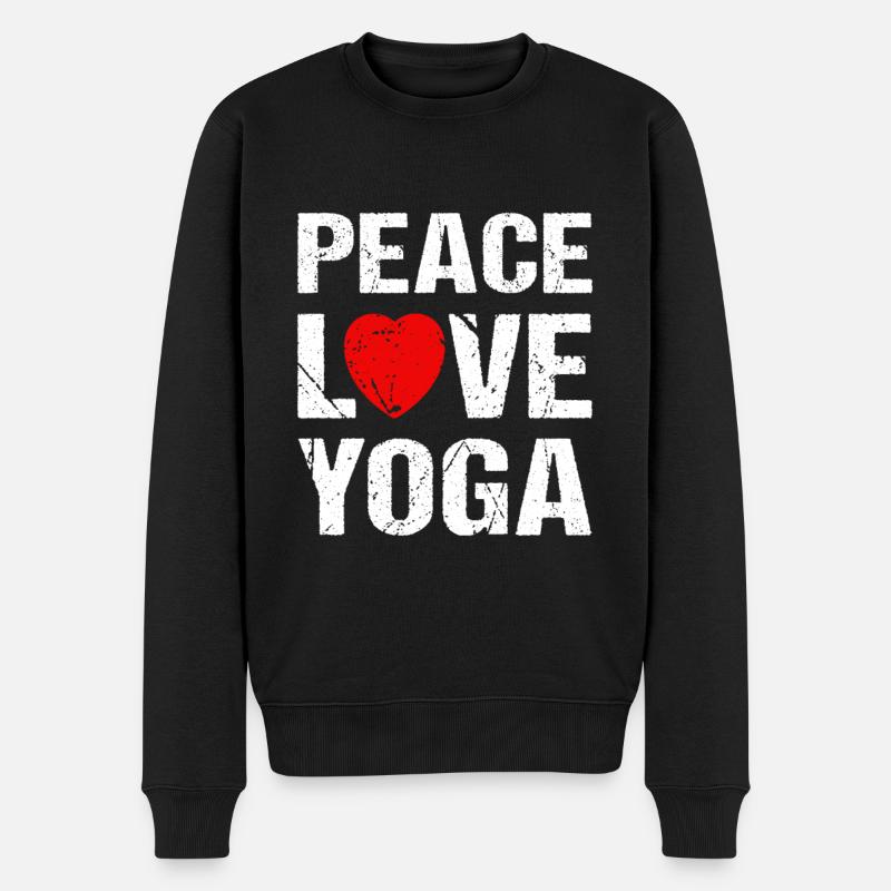 Peace Love Yoga - Pull Premium bio Homme - noir