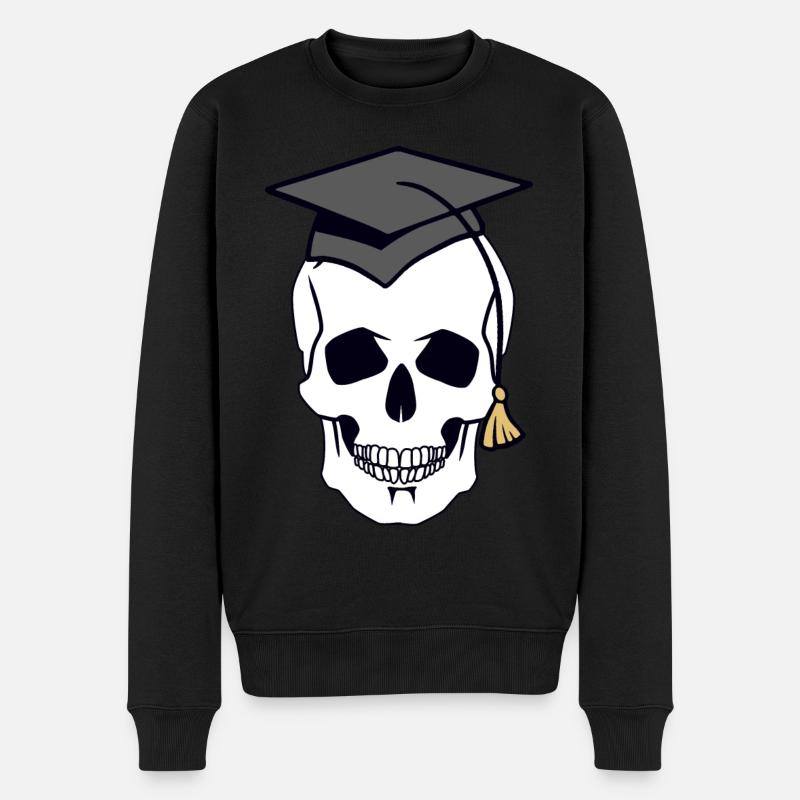 Totenkopf Schädel Gruselig Student Uni Halloween - Männer Premium Bio Pullover - Schwarz