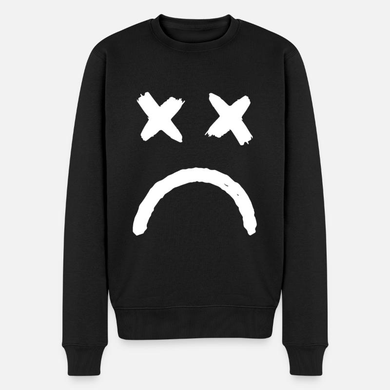 Smiley Yeux croisés Smiley triste - Pull Premium bio Homme - noir