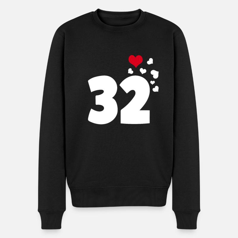 32 cœurs 32e anniversaire - Pull Premium bio Homme - noir