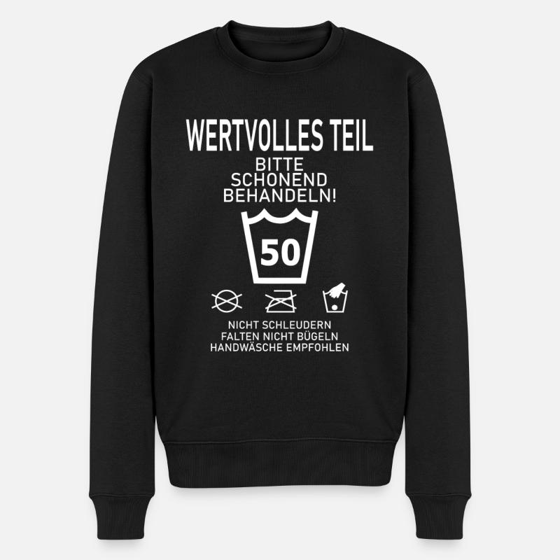 SCHONEND BEHANDELN Geschenk 50. Geburtstag - Männer Premium Bio Pullover - Schwarz