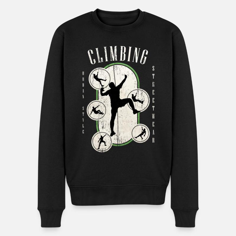 Klettern Kletterer Berge Bergsteigen Sport Natur - Männer Premium Bio Pullover - Schwarz