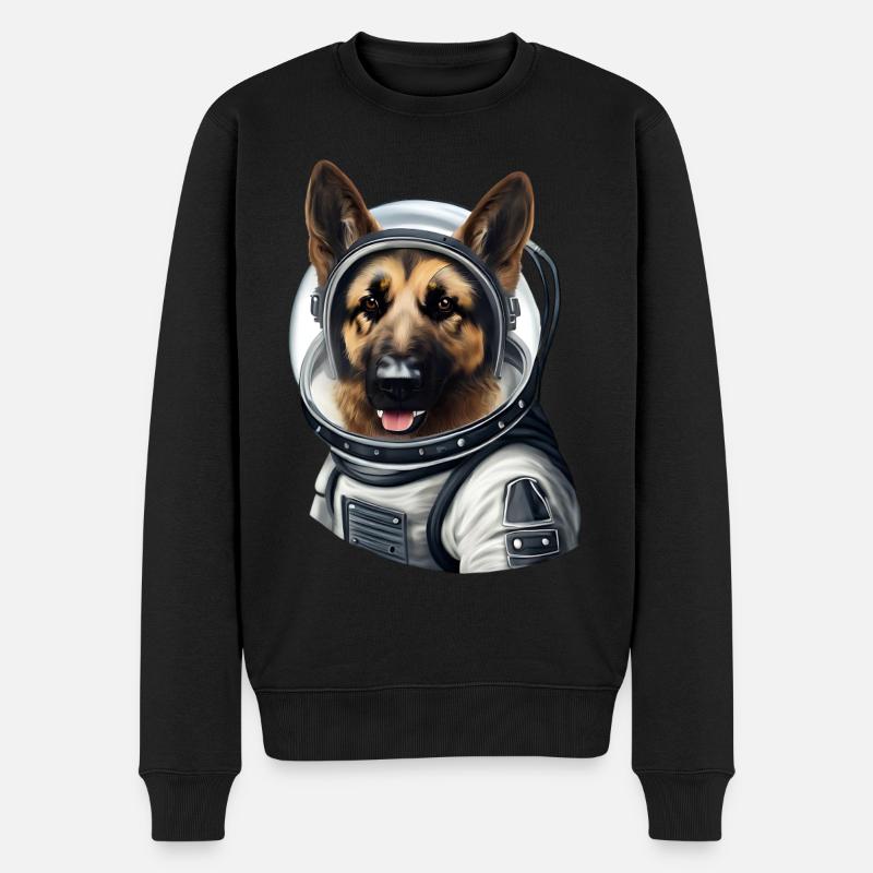 Schäferhund Astronaut - Männer Premium Bio Pullover - Schwarz