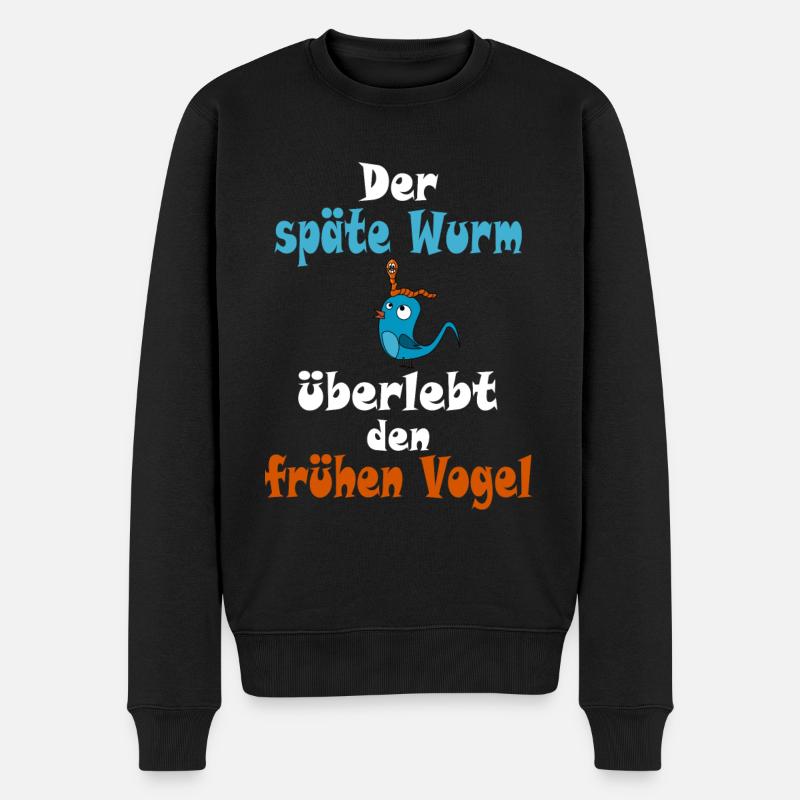 Der späte Wurm überlebt den frühen Vogel - Männer Premium Bio Pullover - Schwarz