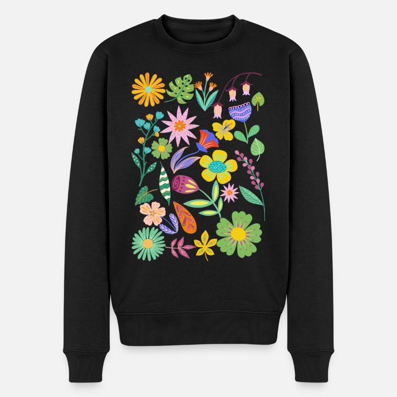 Blumen - Männer Premium Bio Pullover - Schwarz