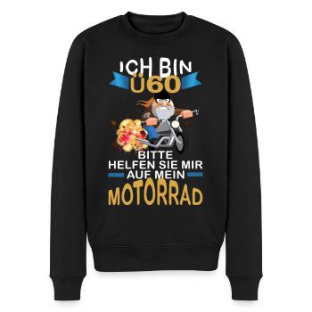 ICH BIN Ü 60 BITTE HELFEN SIE MIR AUFS MOTORRAD - Männer Premium Bio Pullover - Schwarz - Vorne - Nico (187cm)