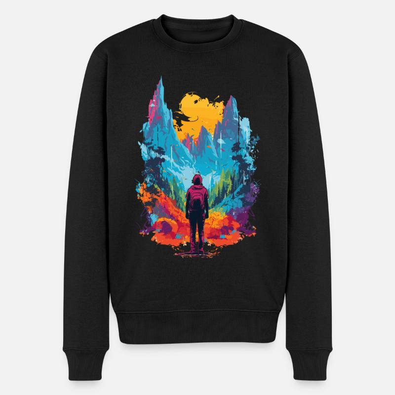 Wandern Berge Bunt - Männer Premium Bio Pullover - Schwarz