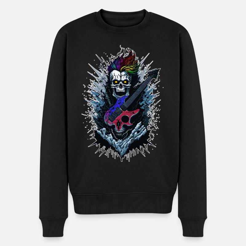 Totenschädel Halloween Punk - Männer Premium Bio Pullover - Schwarz