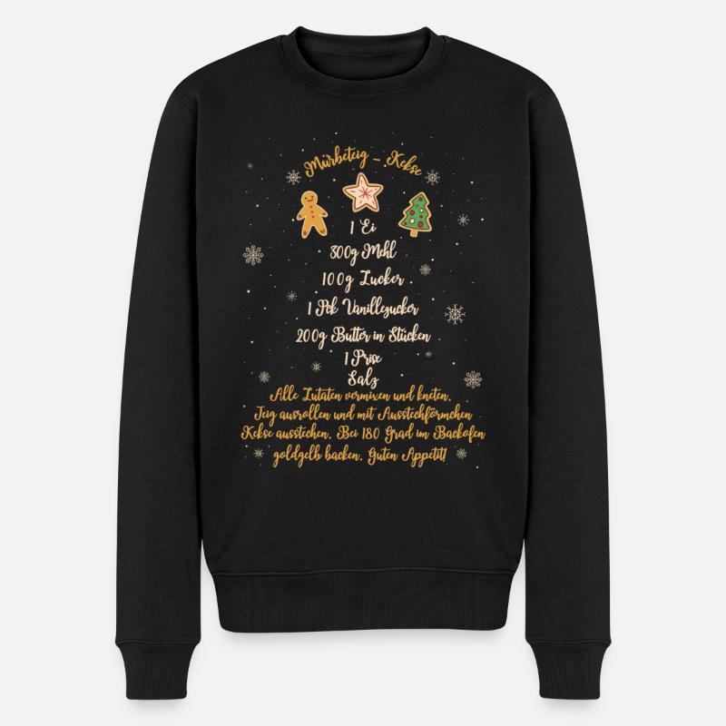 Weihnachtsbaum Plätzchen Kekse Rezept Weihnachten - Männer Premium Bio Pullover - Schwarz