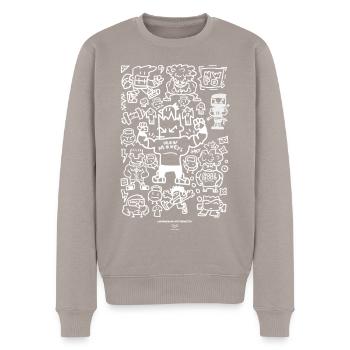 UNKNOWN STRENGTH DOODLES - Männer Premium Bio Pullover - Taupe - Vorne - Nico (187cm)