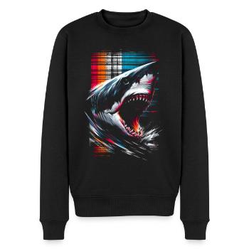 Restez positif Citations inspirantes Requin - Pull Premium bio Homme - noir - Devant - Nico (187cm)
